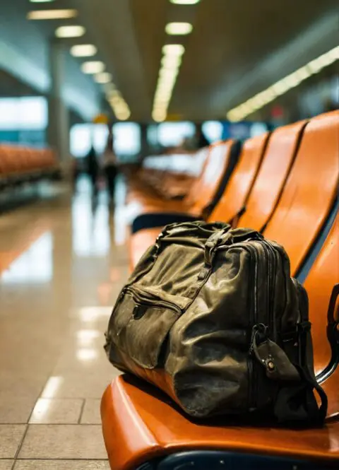 Mochila olvidada en una terminal de aeropuerto